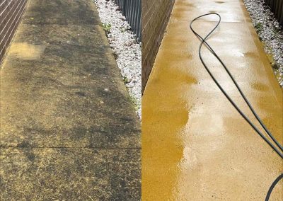 Pressure washing pathway before and after
